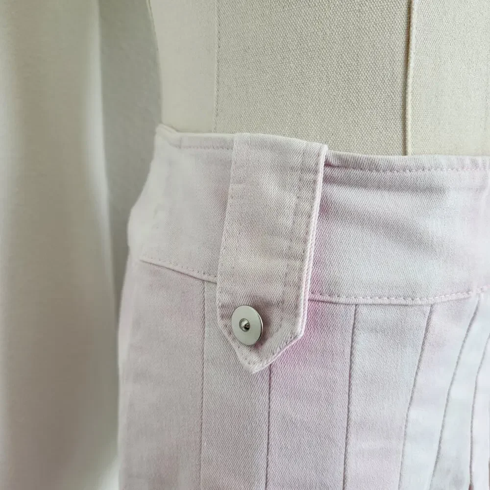 Vintage Y2K Light Pink Tie Dye Pleated Mini Skirt Mid Rise UK Made in England S